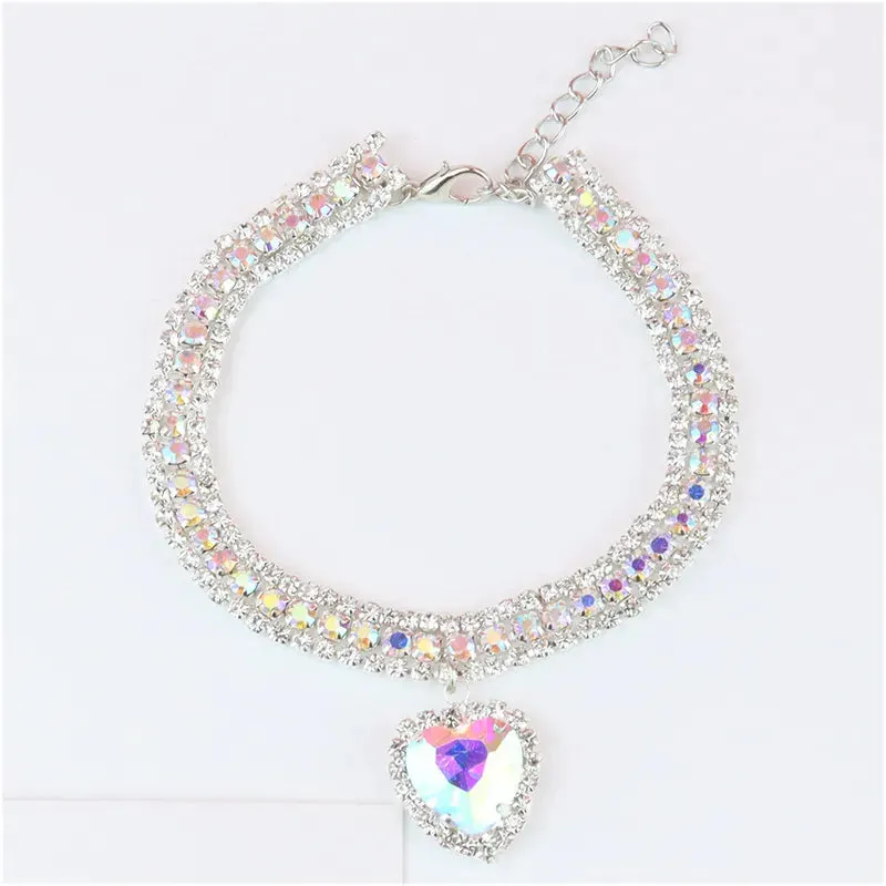 diy cute luxury pet collar pet cat dog collar love pendant pet supplies love crystal luxury collar kitten collar cat necklace