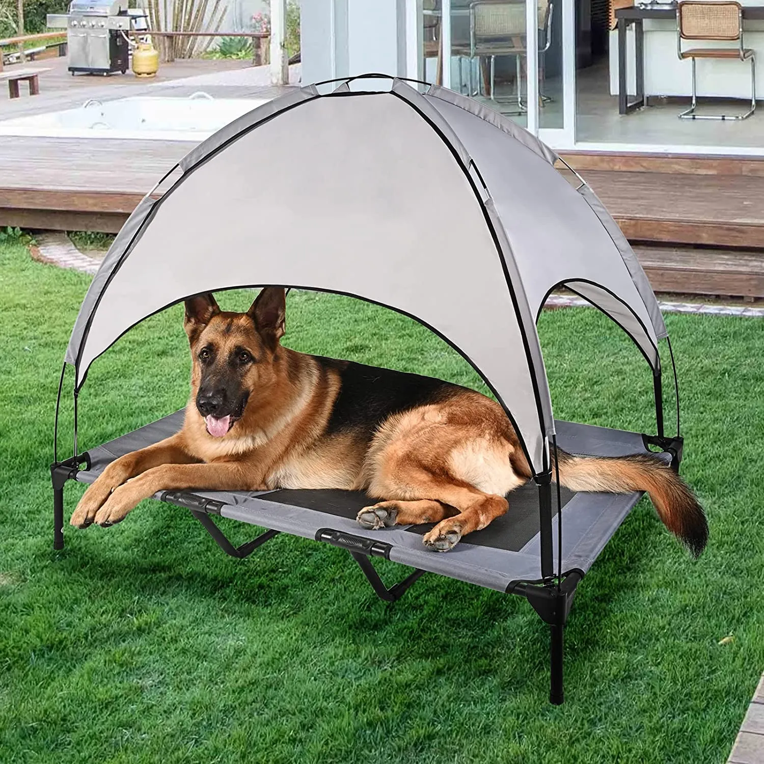 Elevated Outdoor Dog Bed with Canopy-XL