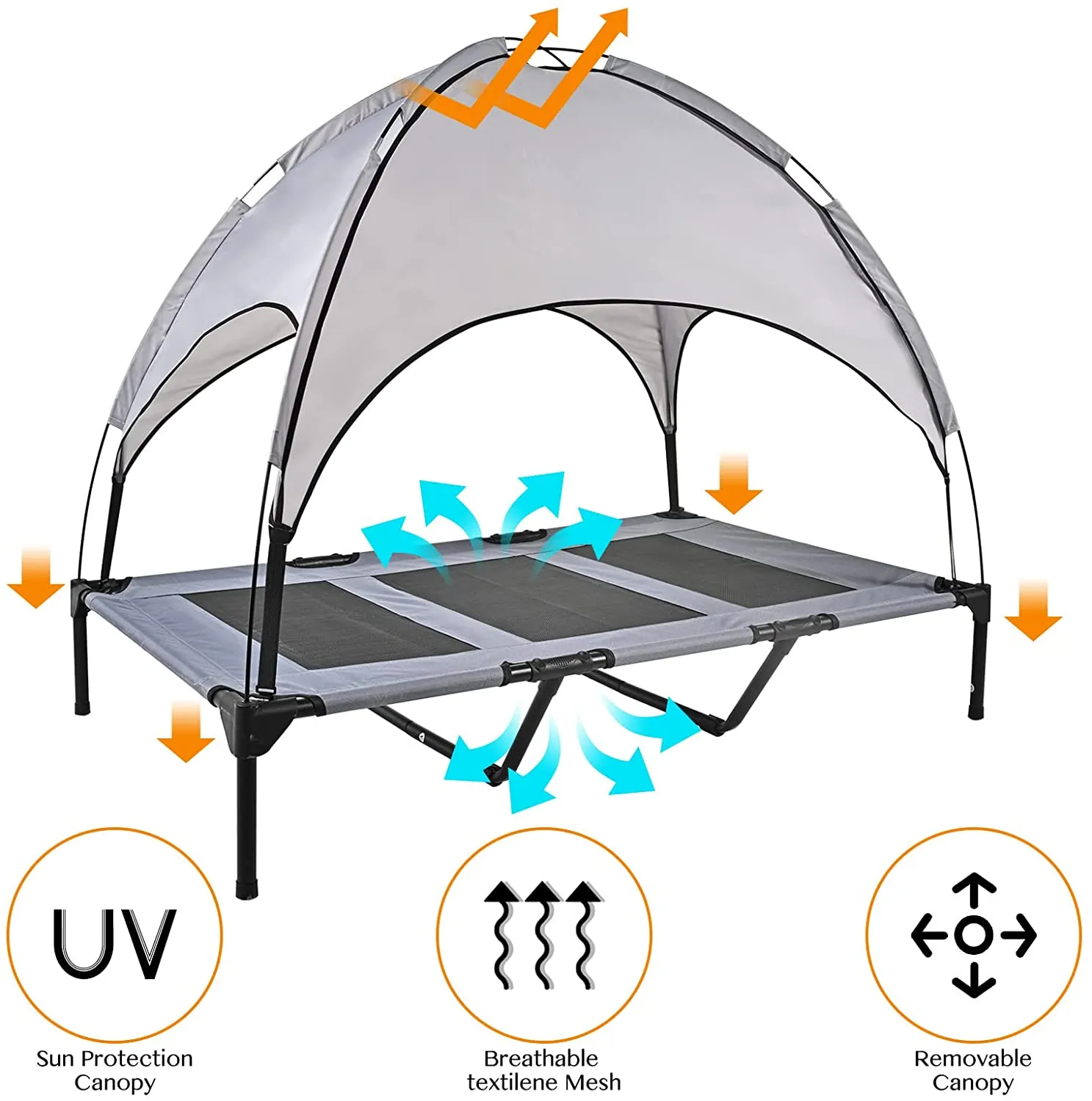 Elevated Outdoor Dog Bed with Canopy-XL