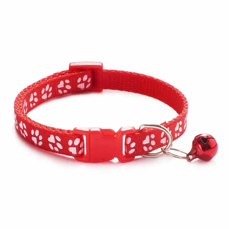 Fashion Pets Dog Collar Cartoon Funny Footprint Cute Bell Adjustable Collars For Dog Cats Puppy Pet Accessories Free Shipping