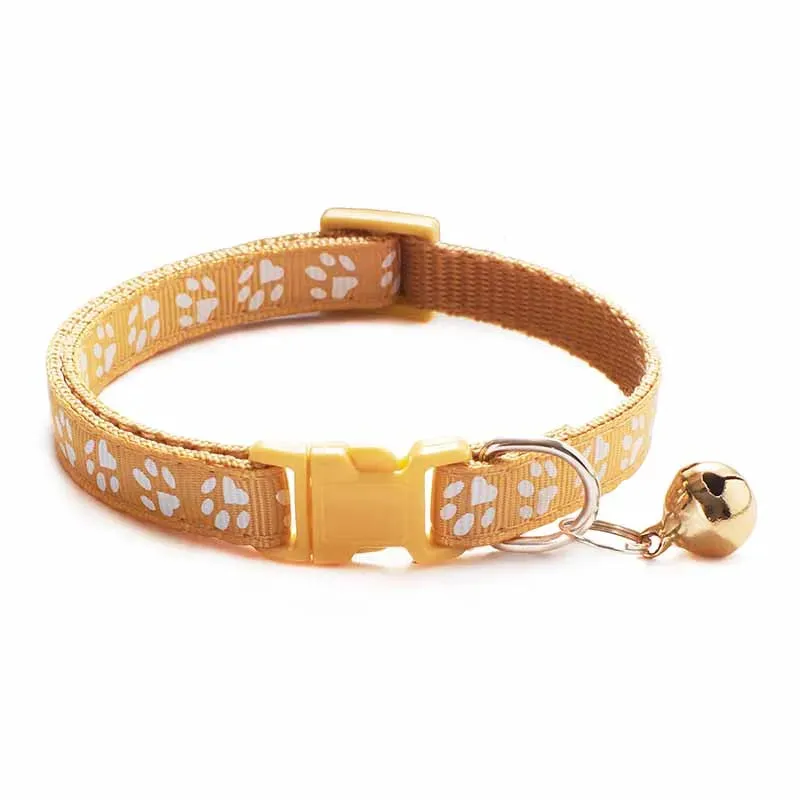 Fashion Pets Dog Collar Cartoon Funny Footprint Cute Bell Adjustable Collars For Dog Cats Puppy Pet Accessories Free Shipping