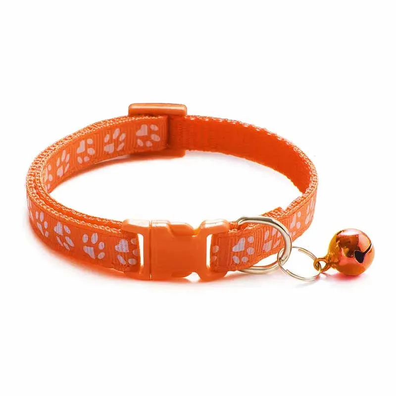 Fashion Pets Dog Collar Cartoon Funny Footprint Cute Bell Adjustable Collars For Dog Cats Puppy Pet Accessories Free Shipping