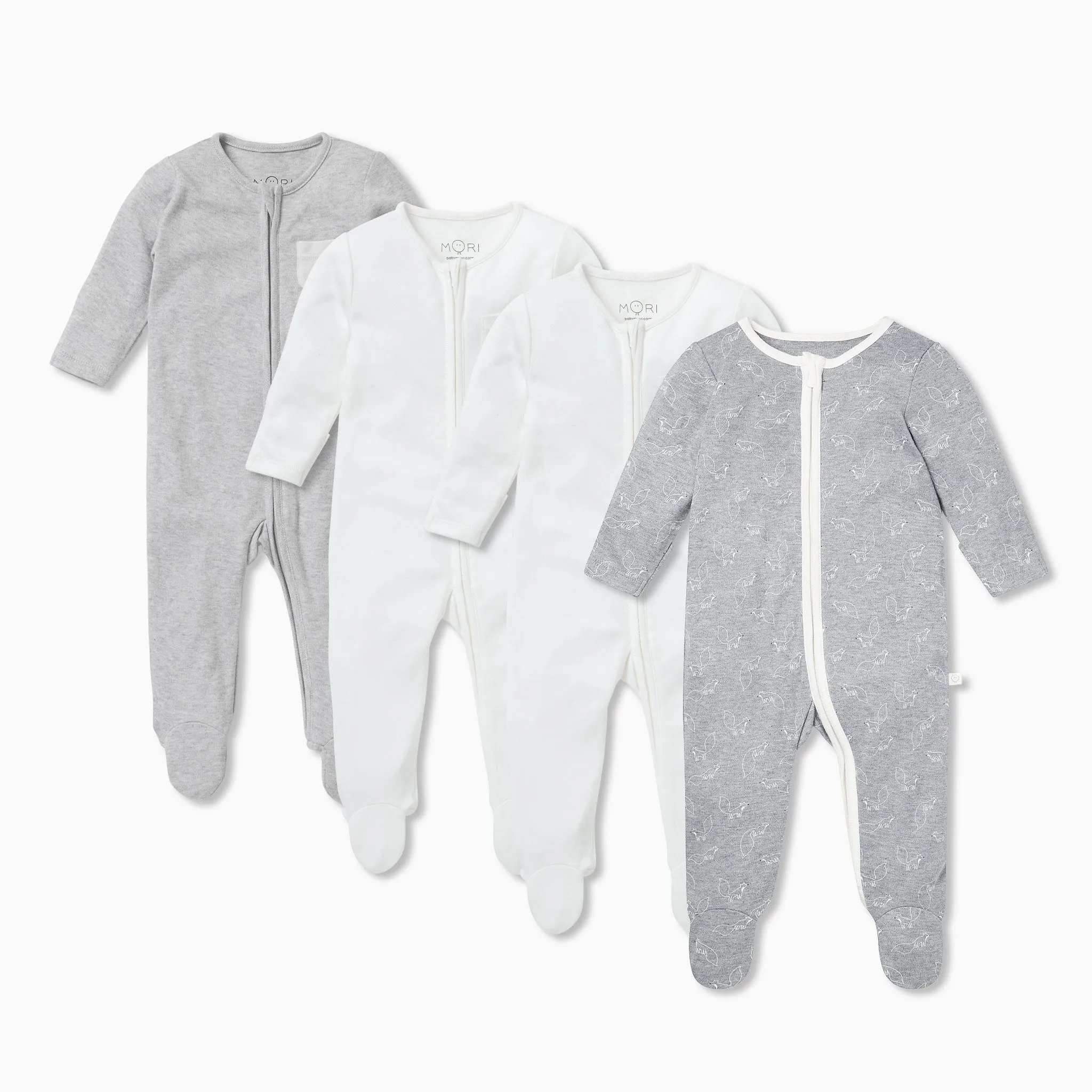 Fox Zip-Up Sleep & Play One-Piece 4 Pack