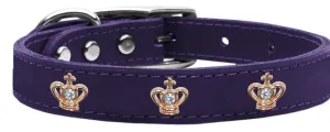 Gold Crown Widget Genuine Leather Dog Collar Purple 26