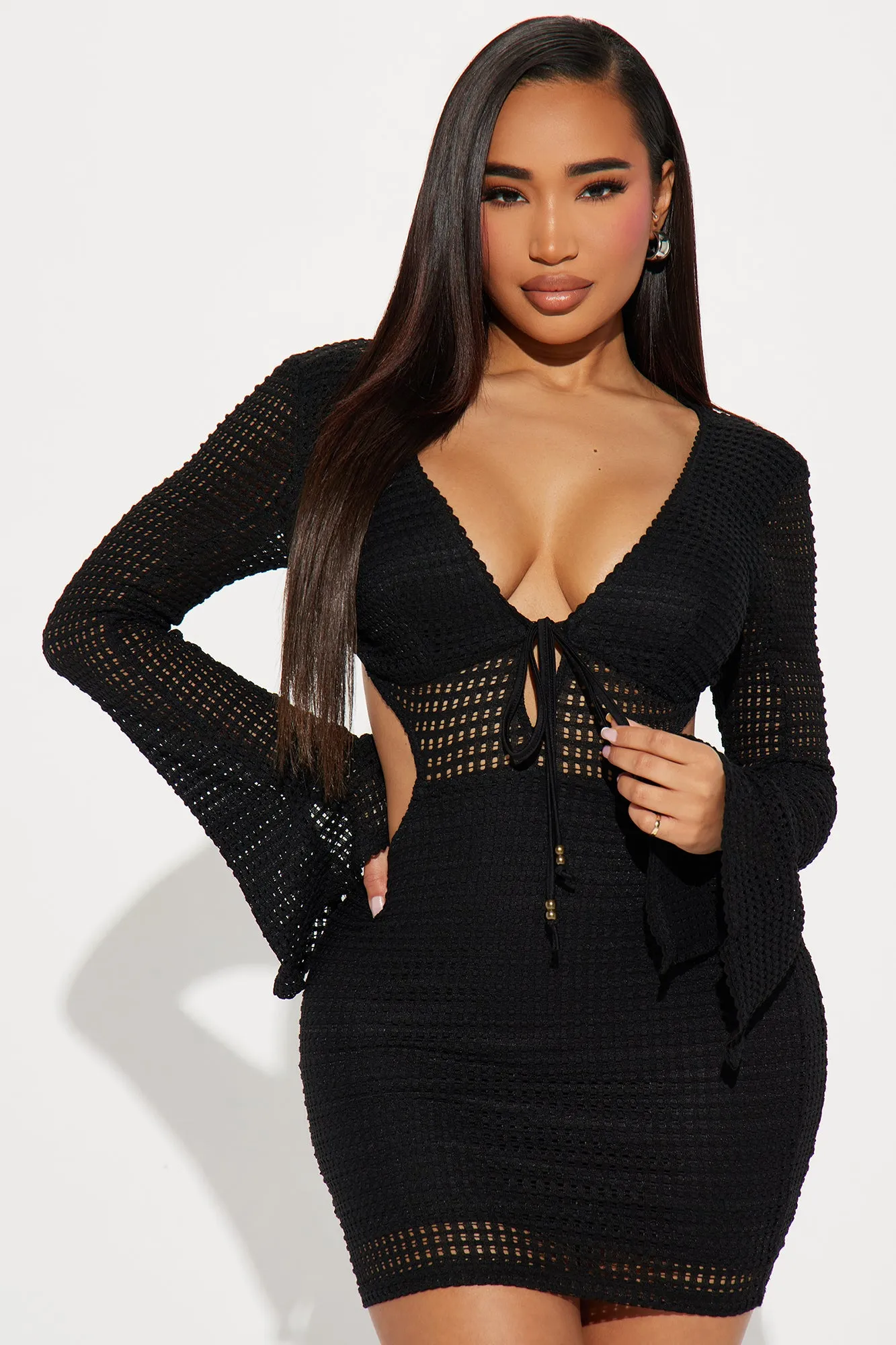 Ibiza Crochet Micro Mini Dress - Black