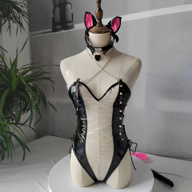 Ichigo Latex Bodysuit Cosplay Set