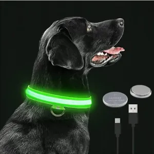 Illuminated LED Dog Collars Safety for Pets Rechargeable or Battery