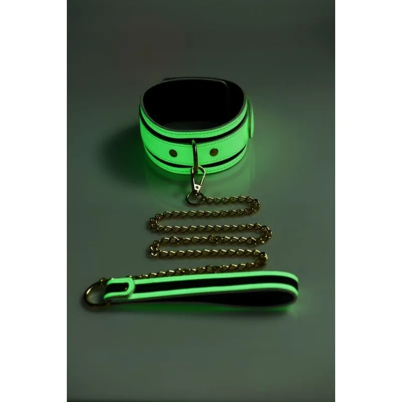 Kink in the Dark Glowing Collar & Lead Flouro Green