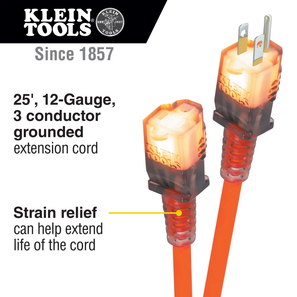 Klein EXC2515 Glow End Extension Cord, 25'