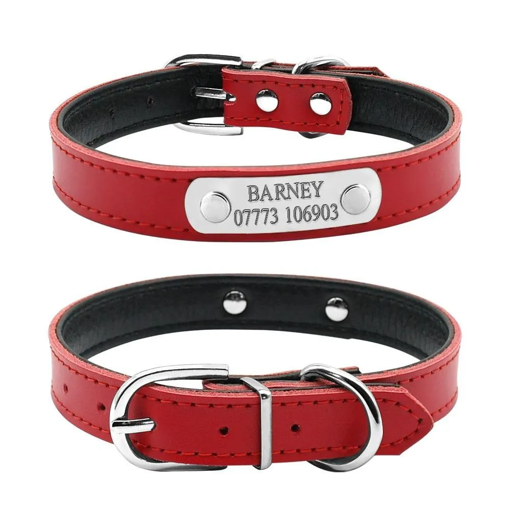 Leather Nameplate Cat Collar