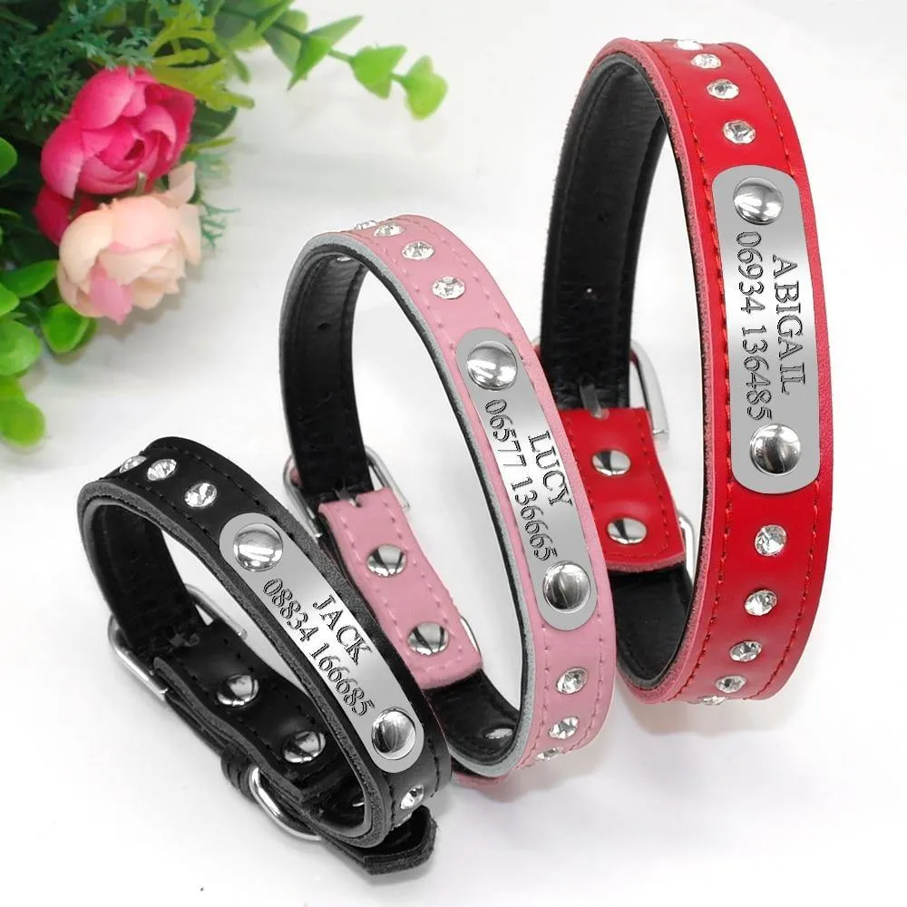 Leather Nameplate Cat Collar