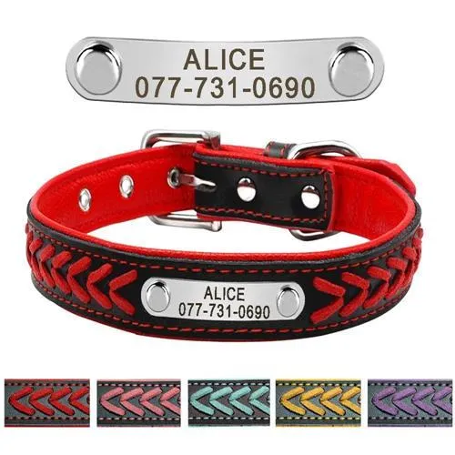 Leather Pet Collar With Personalised Nameplate