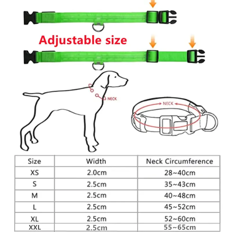 LED Adjustable Glowing Dog Collar