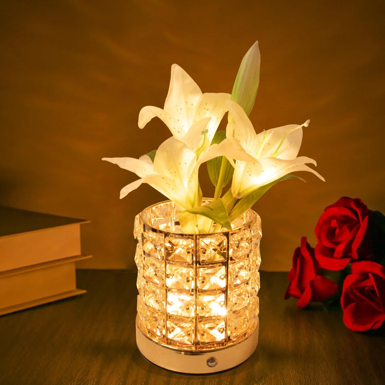 Luminous Lily Crystal Flowerpot Small Night Lamp Simple And Light Luxury Advanced Sense, lioness-love