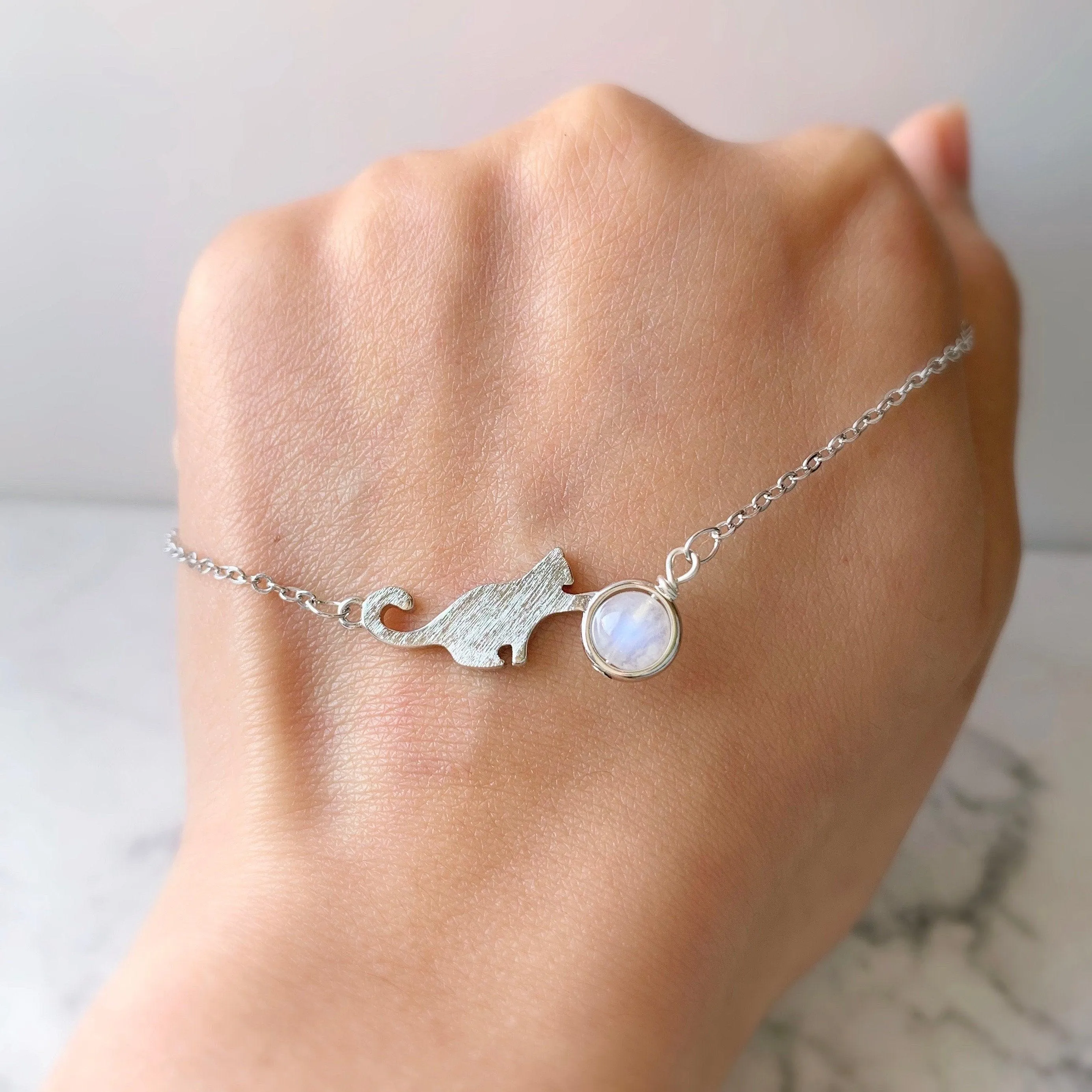 Moonstone Cute Cat Bracelet