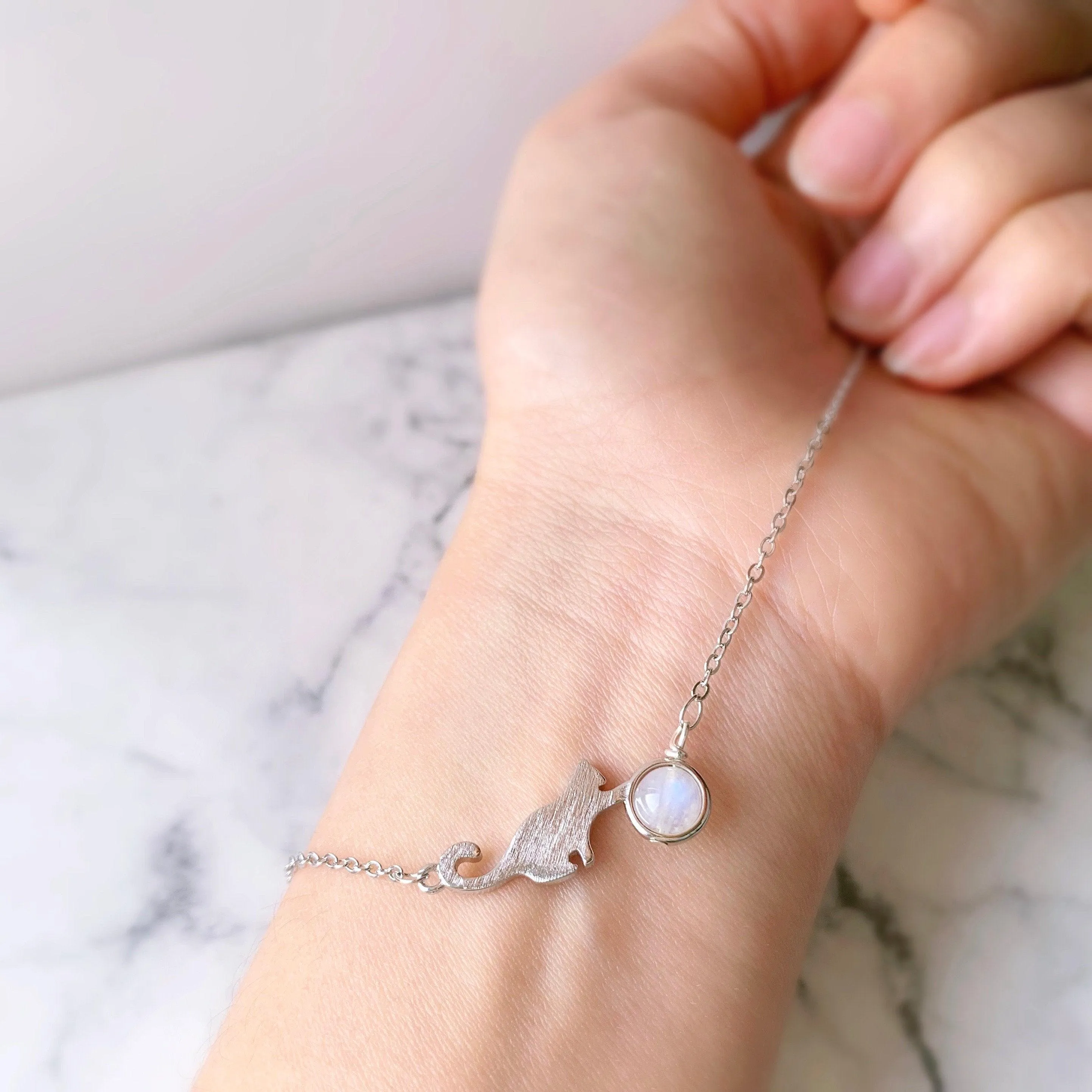 Moonstone Cute Cat Bracelet