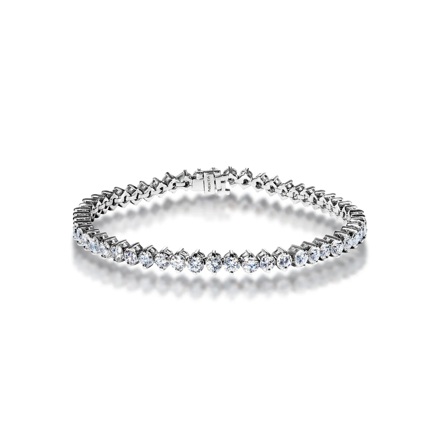 Paige 7 Carat Round Brilliant Floating Diamond Tennis Bracelet in 14k White Gold