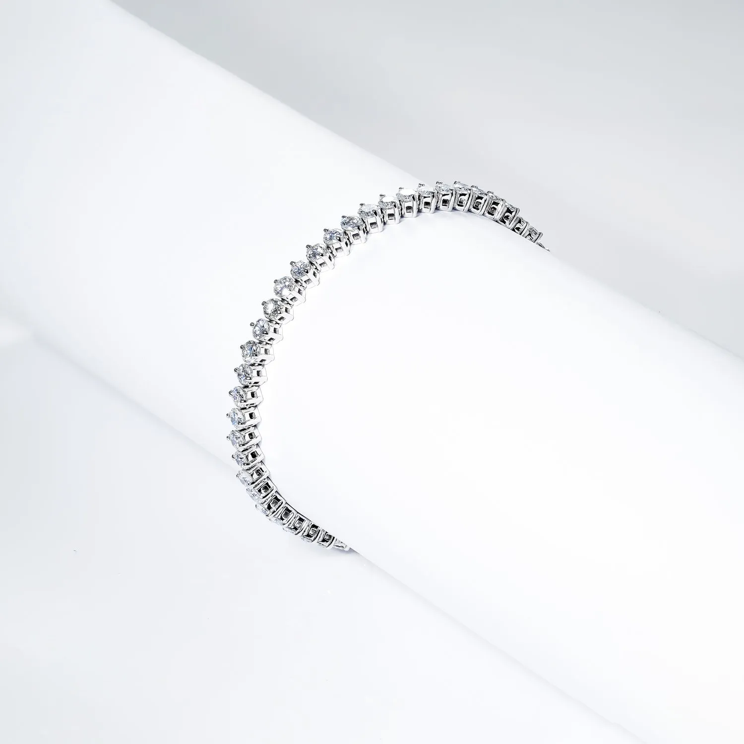 Paige 7 Carat Round Brilliant Floating Diamond Tennis Bracelet in 14k White Gold