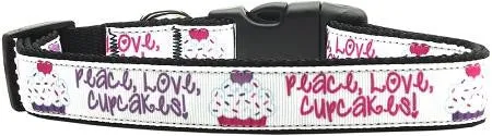 Peace Love Cupcakes Dog Collar Large