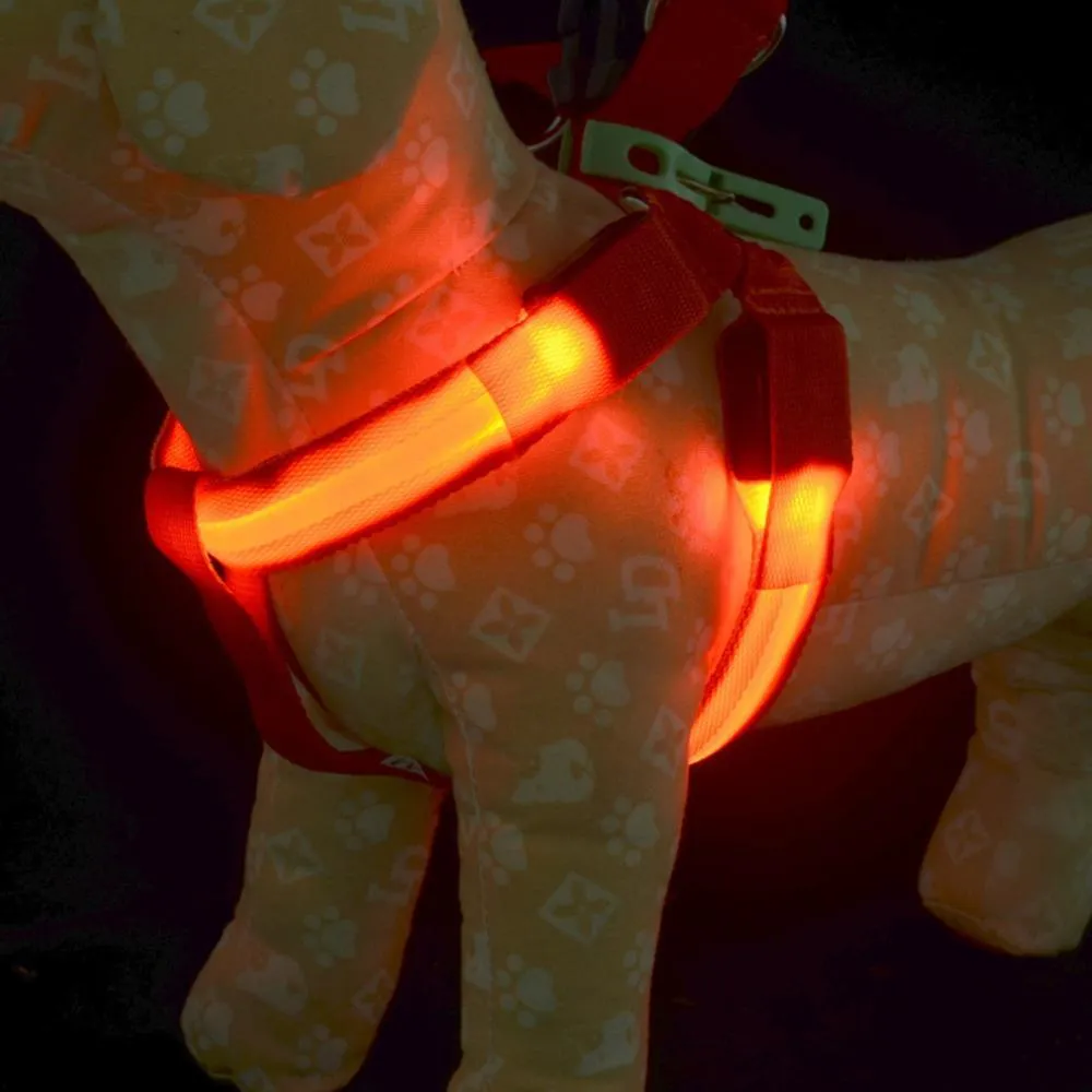 PETLAVISH™ Small Dog LED Glow USB Dog Harness: Adjustable, Safe Control Vest S-XL