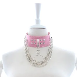 Pink Chained Bondage Collar