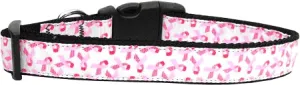 Pink Ribbons On White Dog Collar Medium