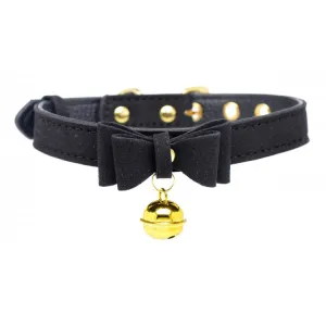 Pretty Kitty Black   Gold Bell Collar