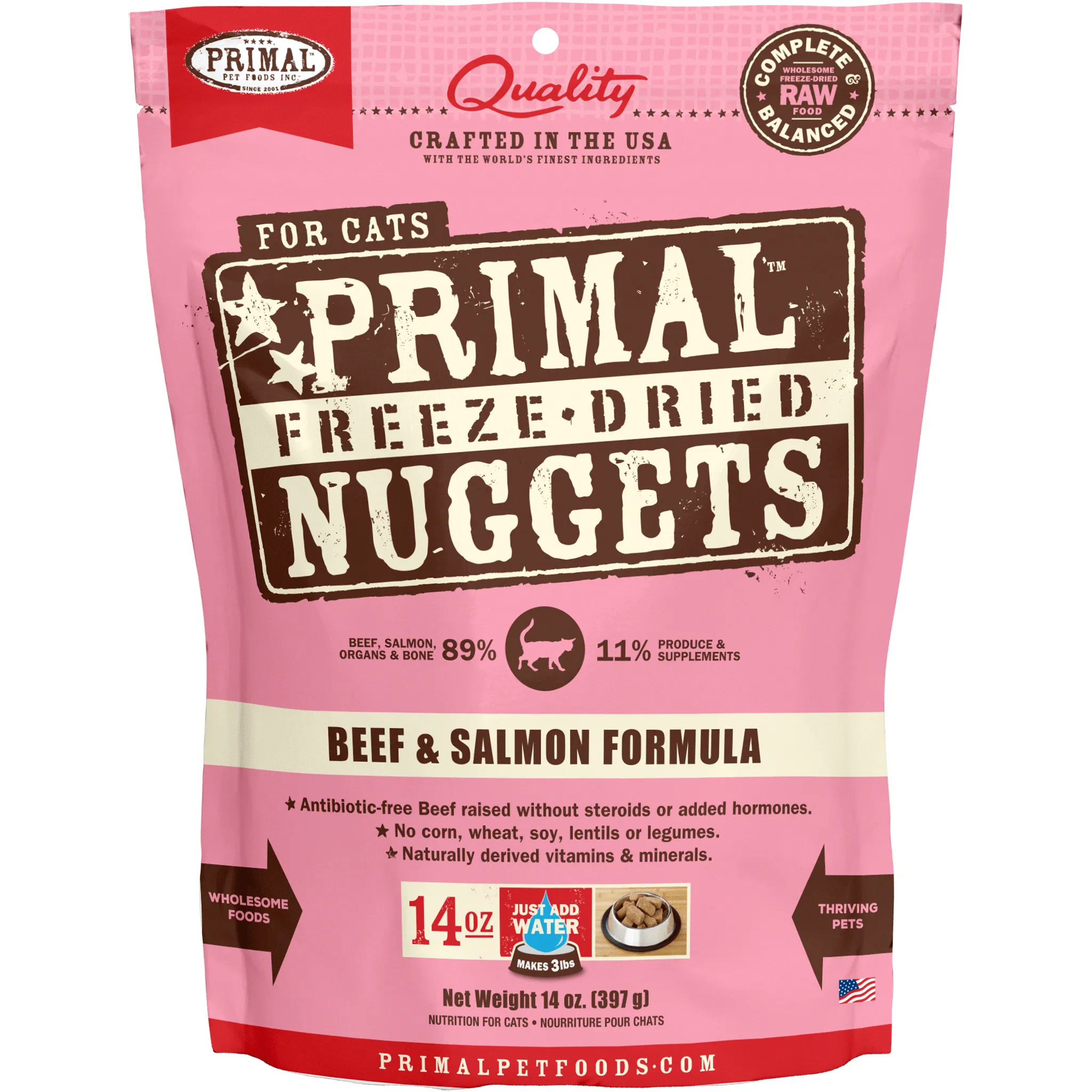 Primal Freeze-Dried Beef & Salmon Formula Cat Food - 14oz