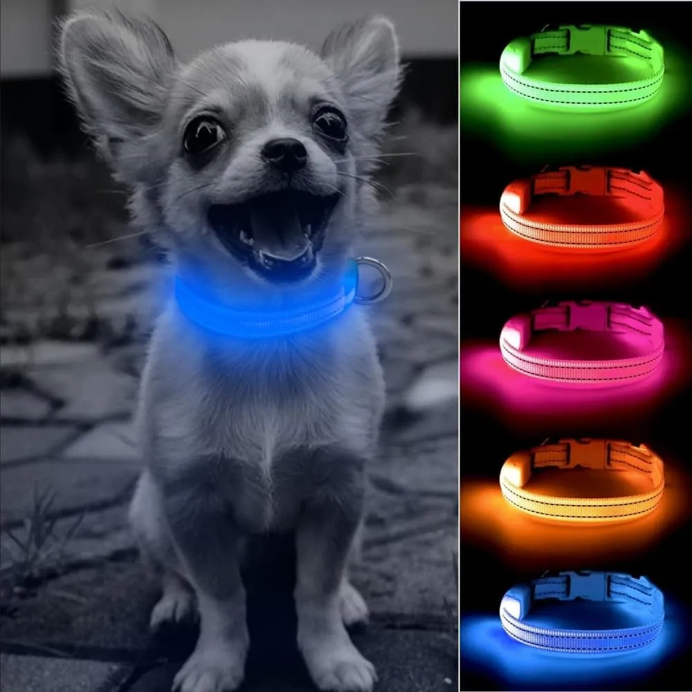 "GlowPup™: Illuminate & Protect - Rechargeable LED Light Collar for Small Pets (XS, Royal Blue)"