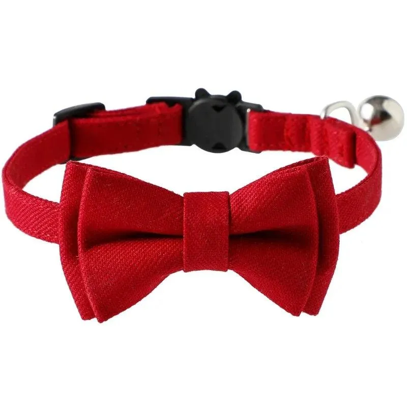 Red Bow Tie Cat Collar with Bell