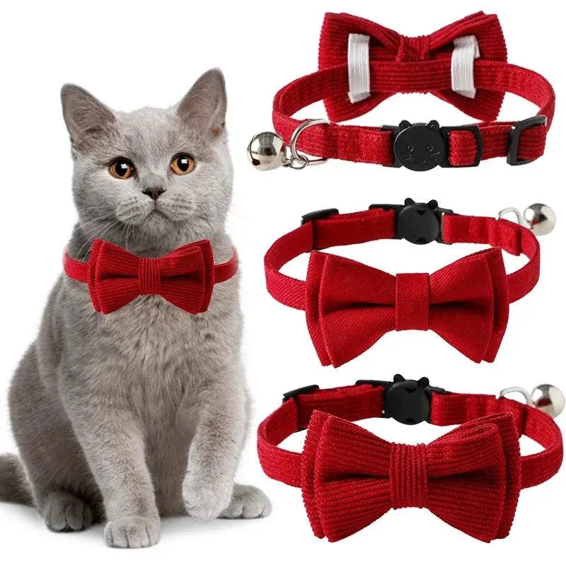 Red Bow Tie Cat Collar with Bell