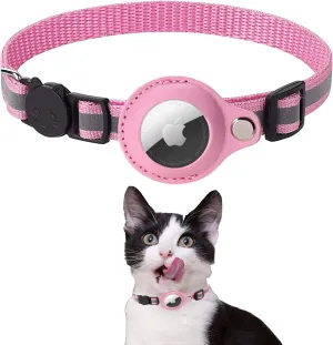 Reflective Airtag Holder Case Cat Puppy Collar-Pink