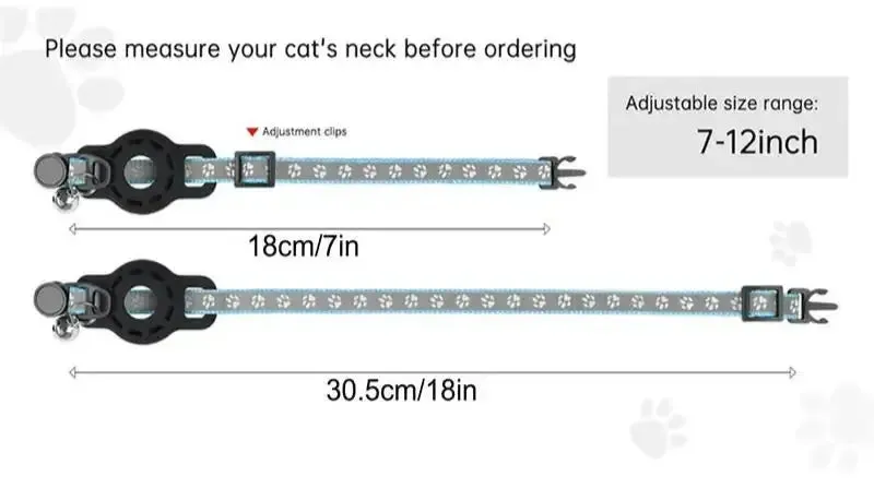 Reflective Cat Collar with Locator & Safety Buckle