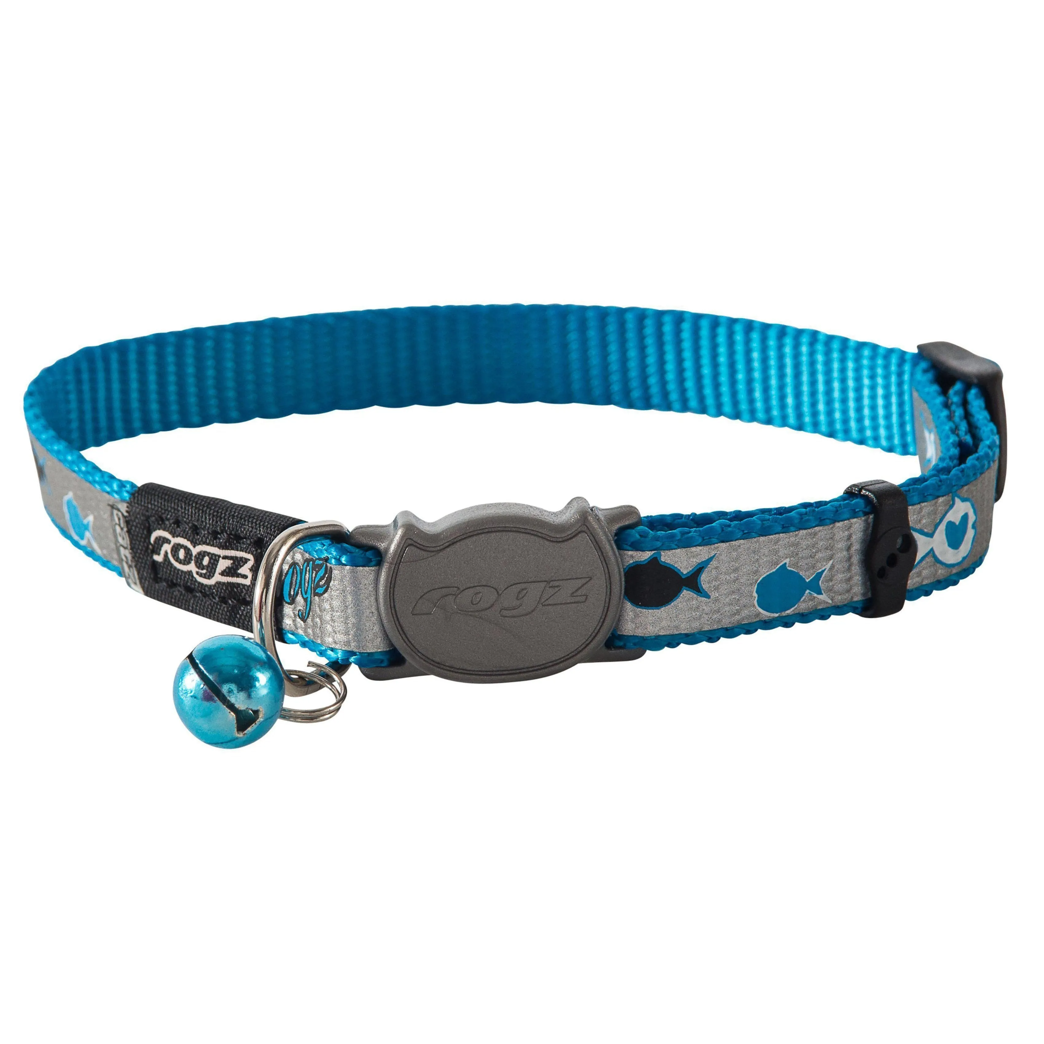 Rogz ReflectoCat Safeloc Small Cat Collar Blue Fish