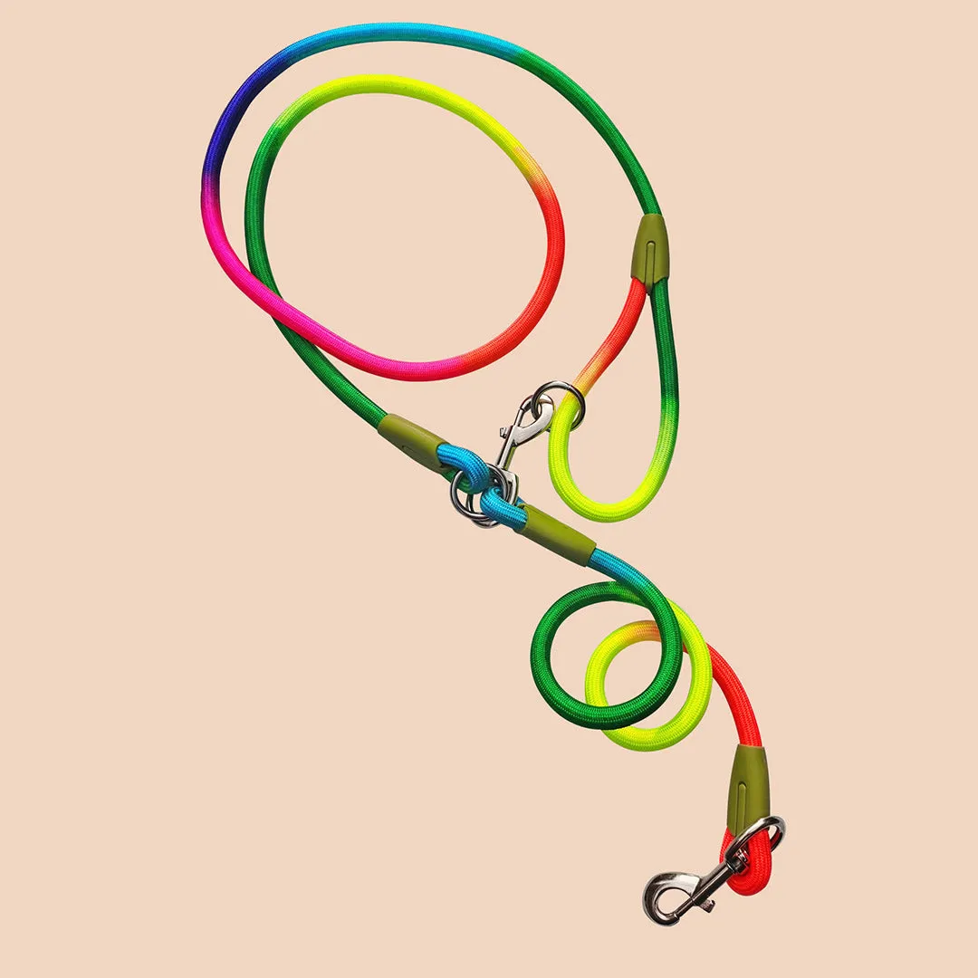 SOGA 220cm Multifunction Hands-Free Rope Pet Cat Dog Puppy Double Ended Leash for Walking Training Tracking Obedience Rainbow