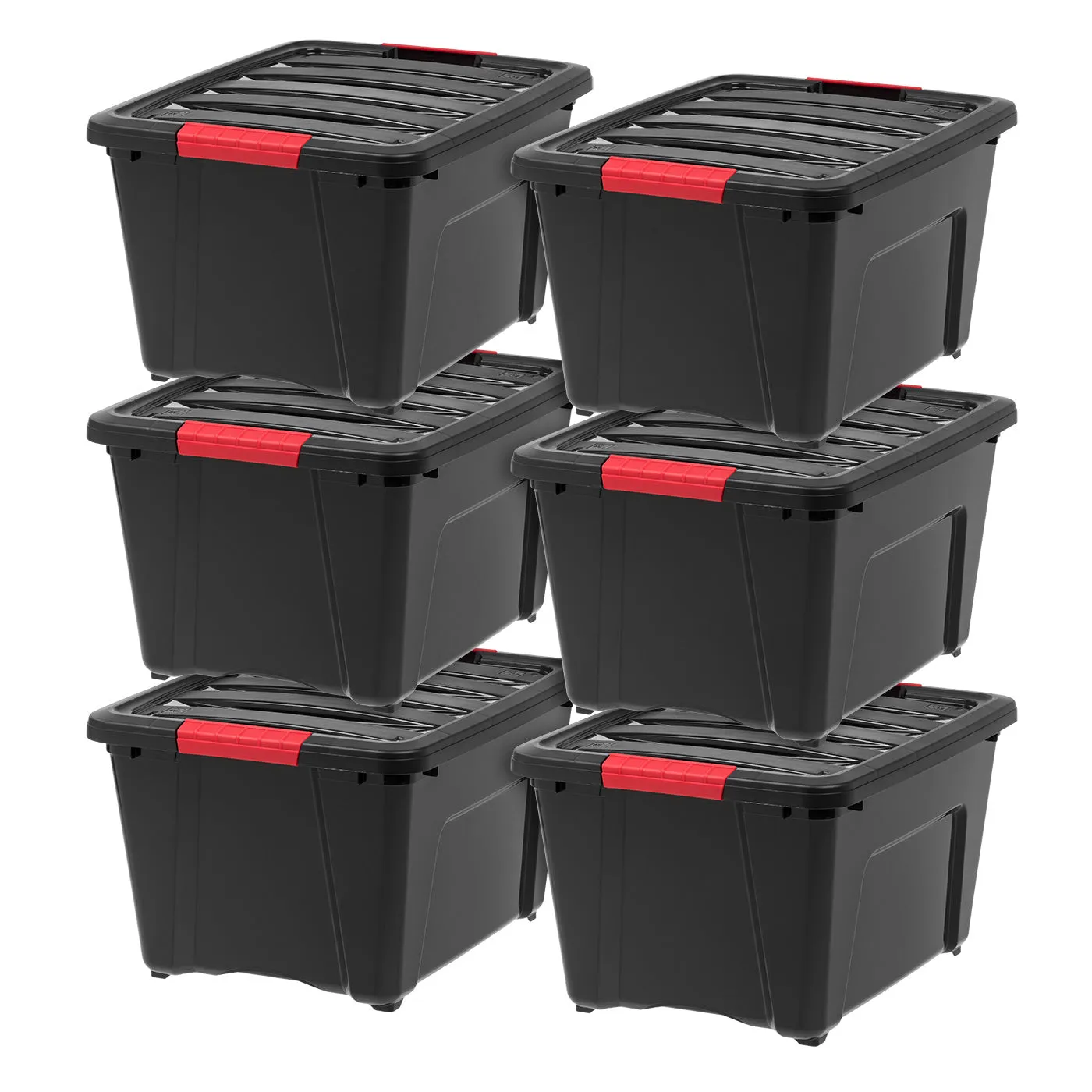 Stack & Pull™ Storage Box - 32 QT, 6 Pack, Black