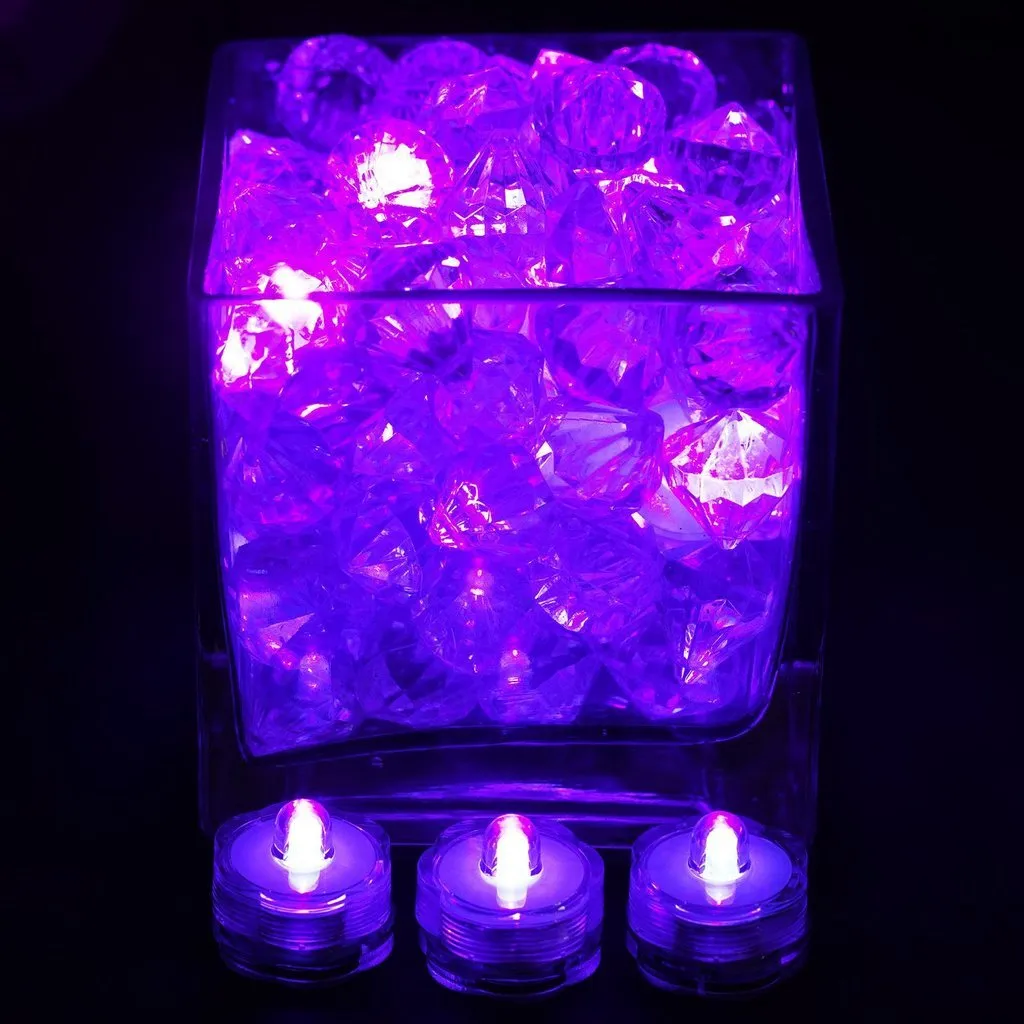 Submersible LED Waterproof Light RGB for Vase Wedding Party Fish Tank - Purple-12pcs