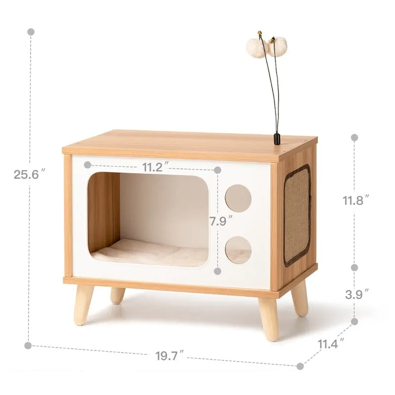 Wooden Cat House Luxury Furniture With Cat Scratcher